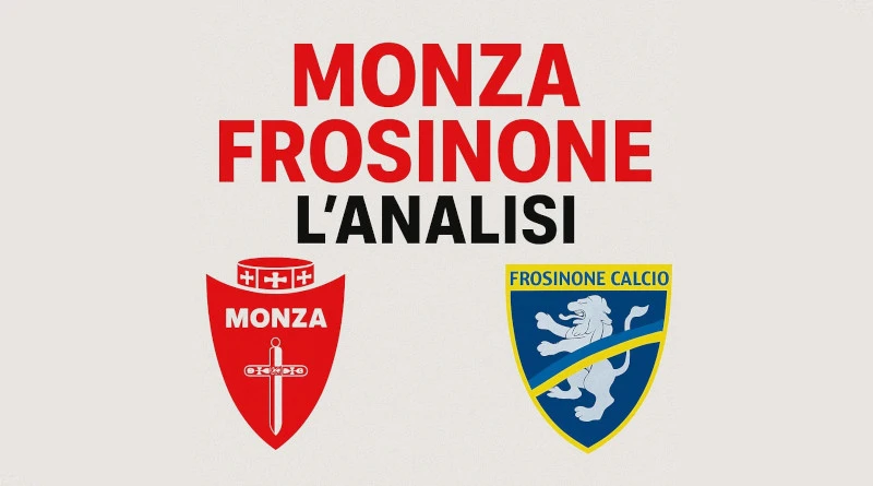 Grafica dell'analisi della partita Monza Frosinone con gli stemmi delle due squadre