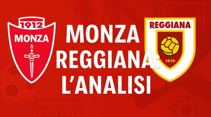 Grafica dell'analisi della partita Monza-Reggiana con gli stemmi dei due club