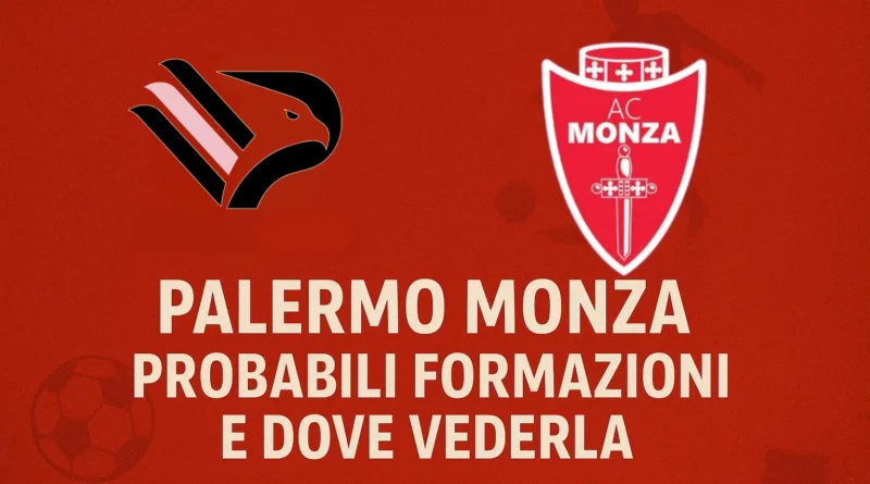 Grafica delle probabili formazioni di Palermo-Monza, sfida di Serie B.