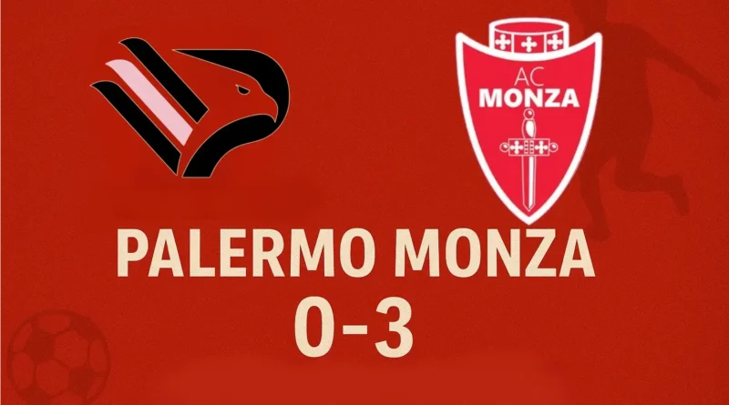 Grafica con il risultato finale di Palermo-Monza 0-3, vittoria dei biancorossi