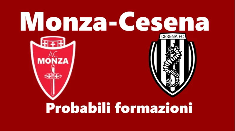 Grafica delle probabili formazioni di Monza-Cesena, sfida al vertice di Serie B