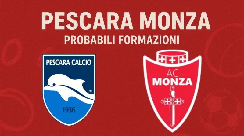 Grafica delle probabili formazioni di Pescara-Monza, 12ª giornata di Serie B.