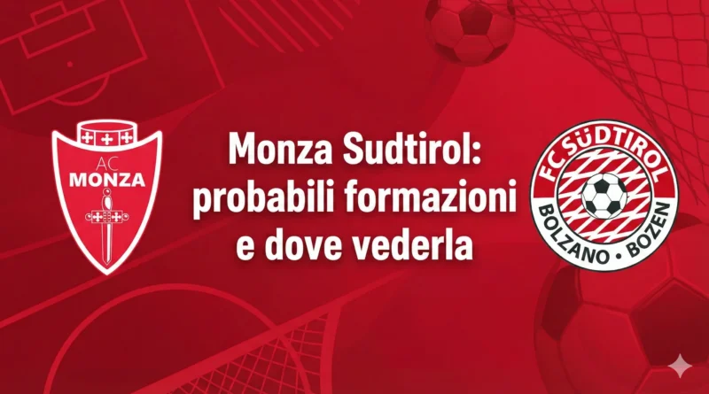 Grafica delle probabili formazioni di Monza-Sudtirol all'U-Power Stadium